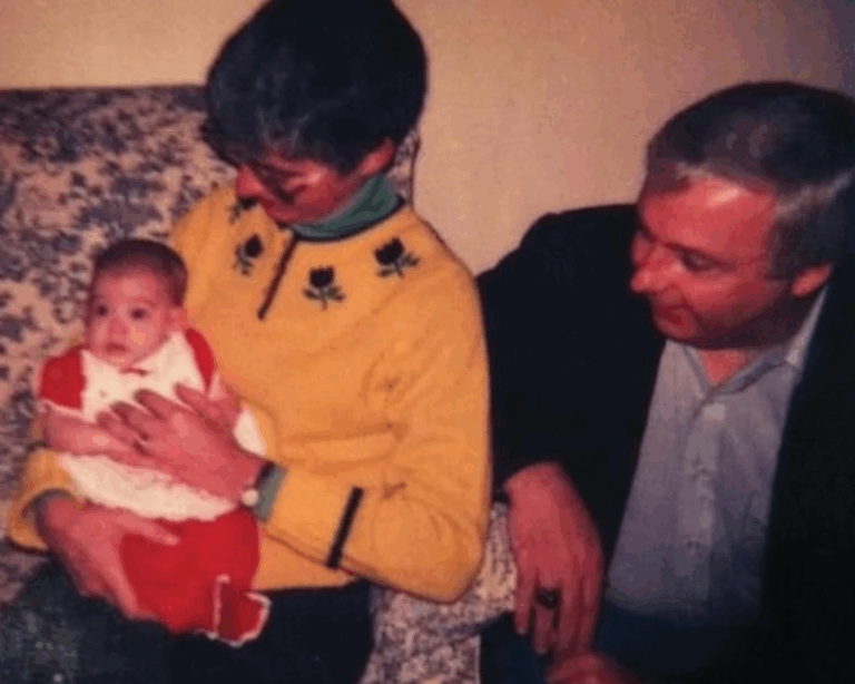 Baby Kathleen and her parents