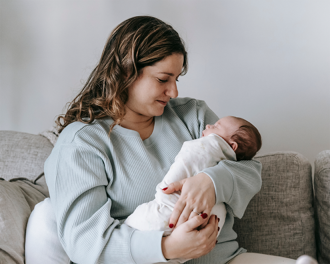 Amanda a first time mom and her newborn Carter